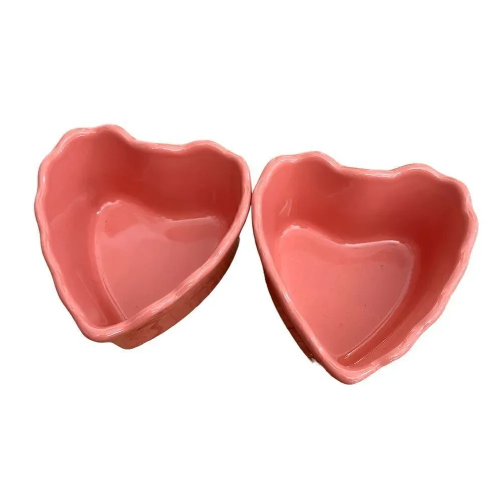 Marcador coral Heart Shaped Stoneware Dish Scalloped Edge Baker Made in Portugal